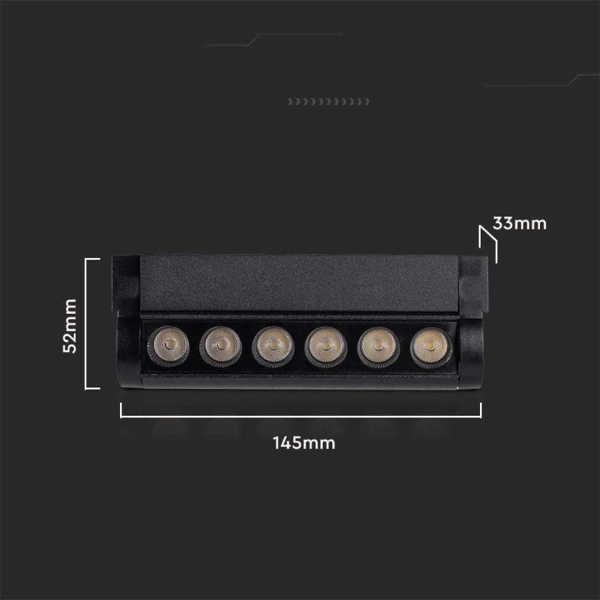 V-tac 5W LED spotlight for magnetic tracks, black, 3000K, adjustable – 3