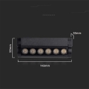 V-tac 5W LED светильник для магнитных направляющих, черный, 3000K, регулируемый V-tac 5W LED светильник для магнитных направляющих, черный, 3000K, регулируемый