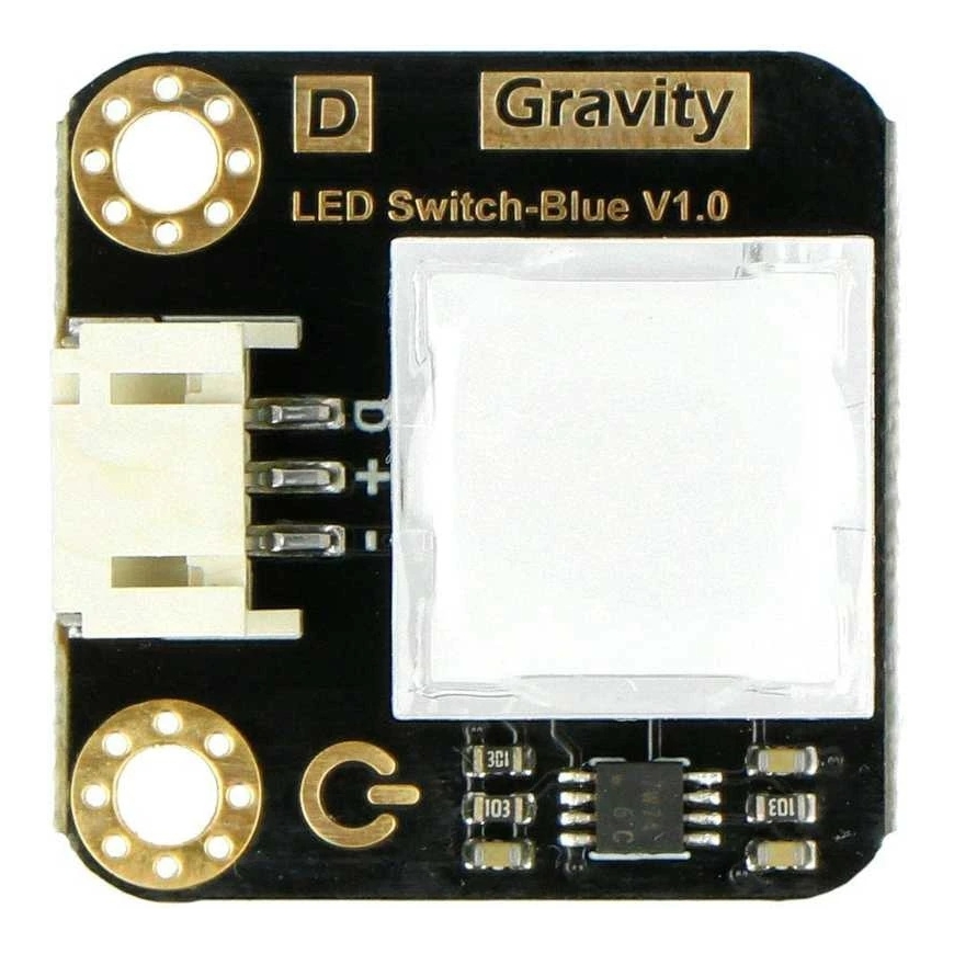 Gravity, LED jungiklis, LED apšviestas mygtukas, mėlynas, DFRobot DFR0789-B – 2