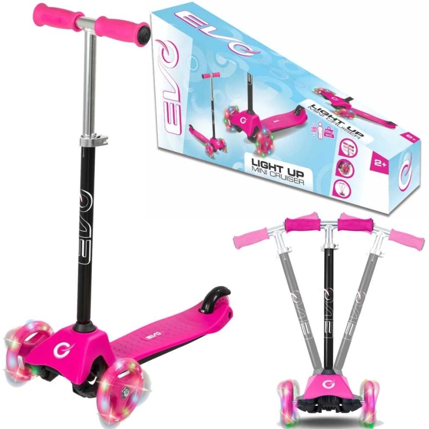Almarina EVO adjustable 3-wheeled scooter for kids Light Up Mini Cruiser Pink Light Up Wheels – 2