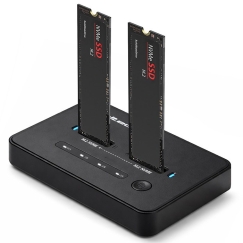 Qoltec 52366 M.2 NVMe SSD -telakka | PCIe | USB-C | 20 Gb/s | DUAL 2 x 8TB | Offline-kloonaus