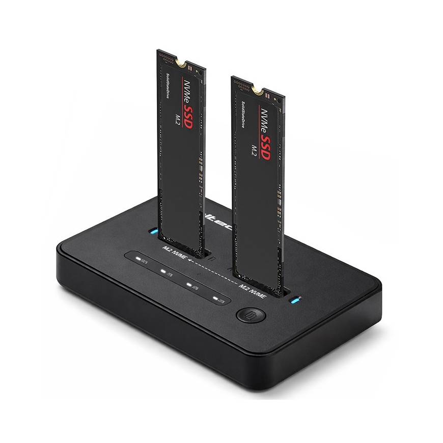 Qoltec 52366 M.2 NVMe SSD dokkimisjaam | PCIe | USB-C | 20 Gb/s | DUAL 2 x 8TB | Offline kloonimine