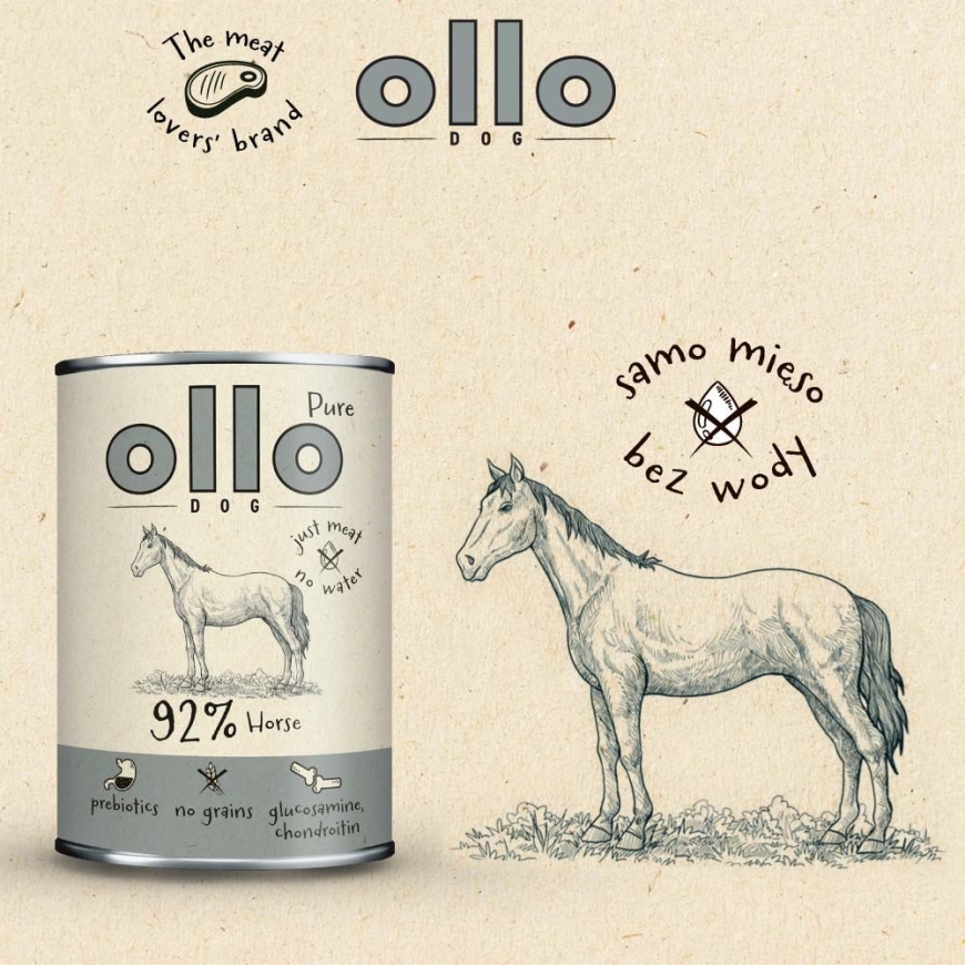 OLLO Pure Horse Mono - märg koeratoit - 850g – 5