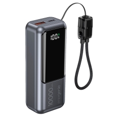 Gembird PB10-PD20-LCD-02 Kompaktiškas greito įkrovimo power bank su LCD ekranu, 20W, 10000 mAh, kosminė pilka