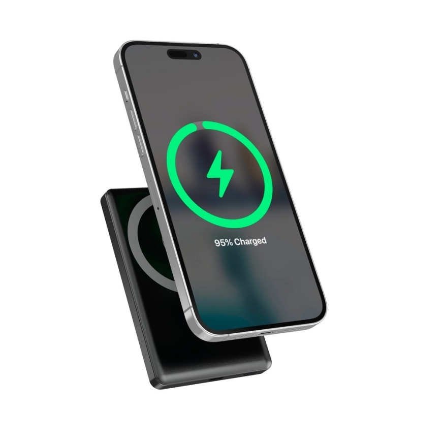 Gembird PB10-WPC15M-LCD-01 Magnetic wireless power bank with LCD, 15W, 10000 mAh, black