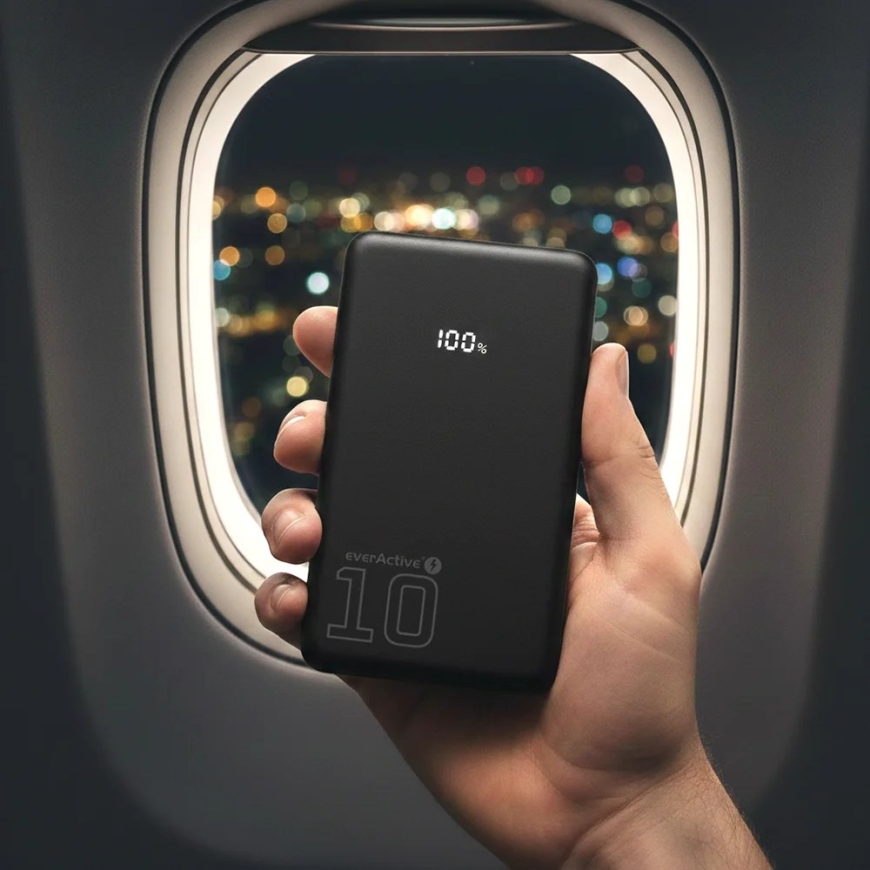Power Bank 10,000mAh, 1x USB, 2x USB-C, 20W, QC4+, LCD screen, black – 5
