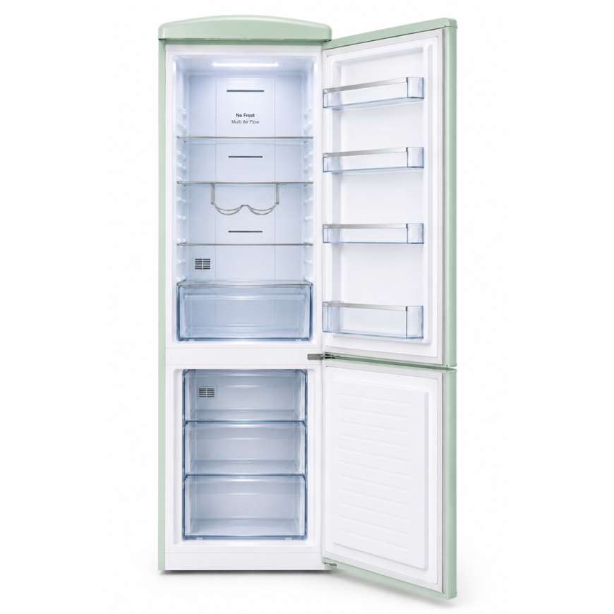 Ravanson LKK-315RM Retro ledusskap 597 mm x 707 mm x 1943 mm | 315 l | Kopējais No Frost | Enerģijas klase E | piparmētru zaļa – 2