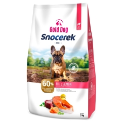 GOLD DOG Snocerek Mažoms veislėms jautiena ir lašiša - sausas šunų maistas - 5kg