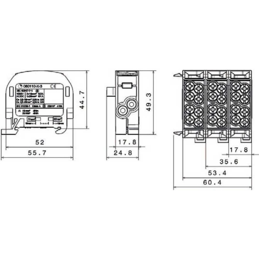 Simet jaotusblokk SCB 25 Al/Cu 80110 SIMBLOCK, roheline 81501005 – 2