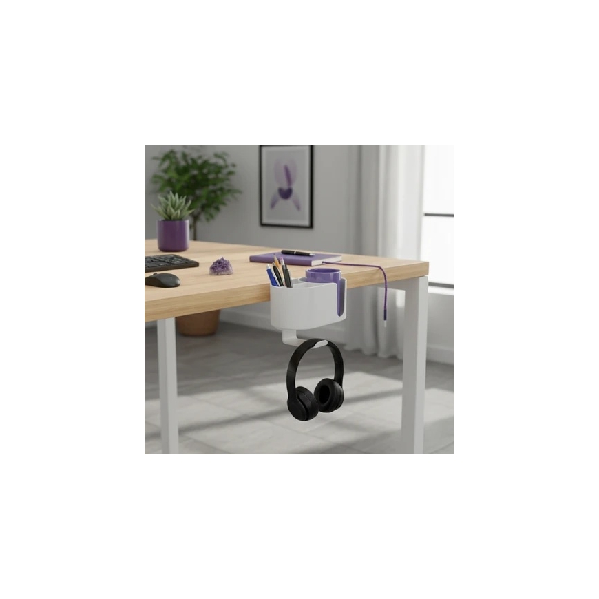 Spacetronik Side Table Organizer with Clip and W-Shaped Handle – 3