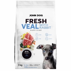 JOHN DOG Fresh Junior Väikeste tõugude veiseliha ja küüliku - kuiv koeratoit - 3kg