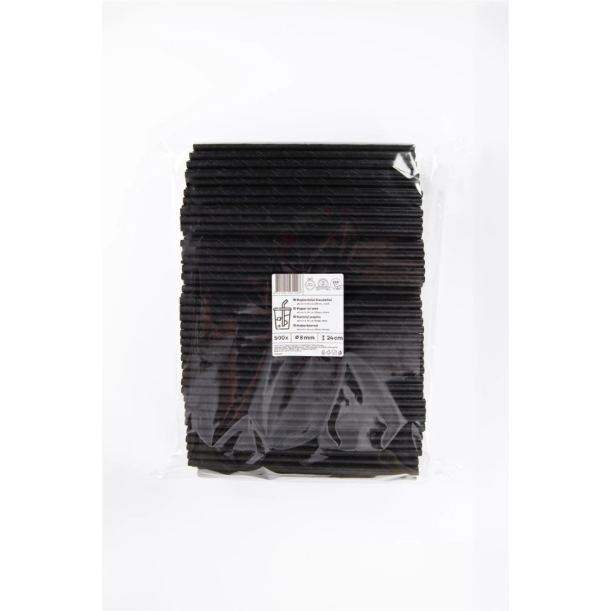 Live Paper Popieriniai šiaudeliai, juodi, D 8 mm, L 24 cm, 500 vnt – 2