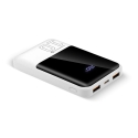 Powerbank 10 000mAh, 2x USB, 1x USB-C 22,5W, QC4+, LCD ekrāns, balts