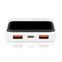 Powerbank 10 000mAh, 2x USB, 1x USB-C 22,5W, QC4+, LCD ekranas, baltas