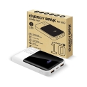 Powerbank 10 000mAh, 2x USB, 1x USB-C 22,5W, QC4+, LCD ekranas, baltas