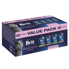 BRIT Premium by Nature Vertinė pakuotė Steryilizota dėžė - drėgnas kačių maistas - 40x100g