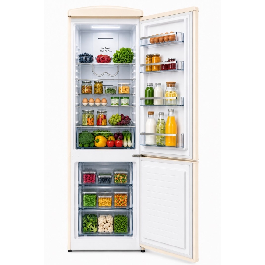 Ravanson LKK-315RM retro külmik 597 mm x 707 mm x 1943 mm | 315 l | Kogu No Frost | Energiaklass E | Kreem – 3