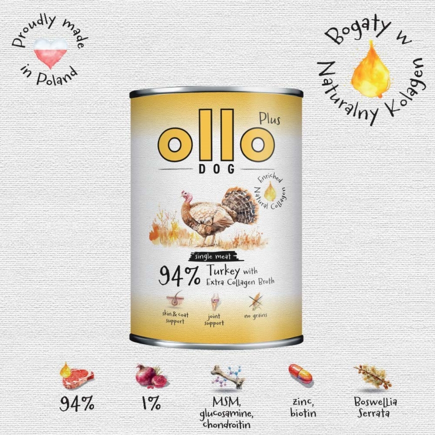 OLLO Plus Kolageno Turkija - šlapias šunų maistas - 400 g – 2