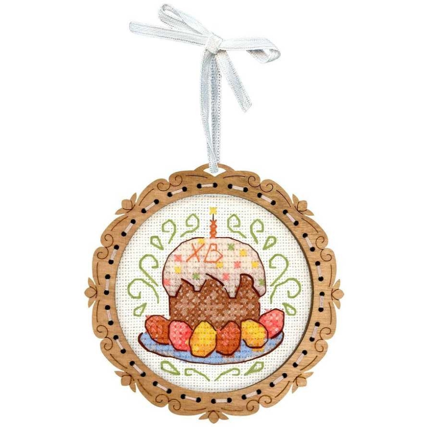 Beldizart krustojums uz koka pamata "Miniatūra. Lieldienu kūka" 8*8 cm SO-137