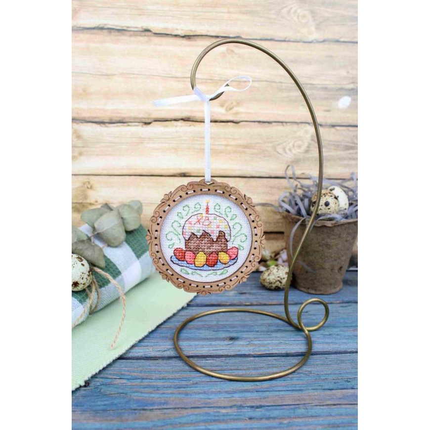 Beldizart Cross Stitch on Wooden Base "Miniature. Easter Cake" 8*8 cm SO-137 – 4