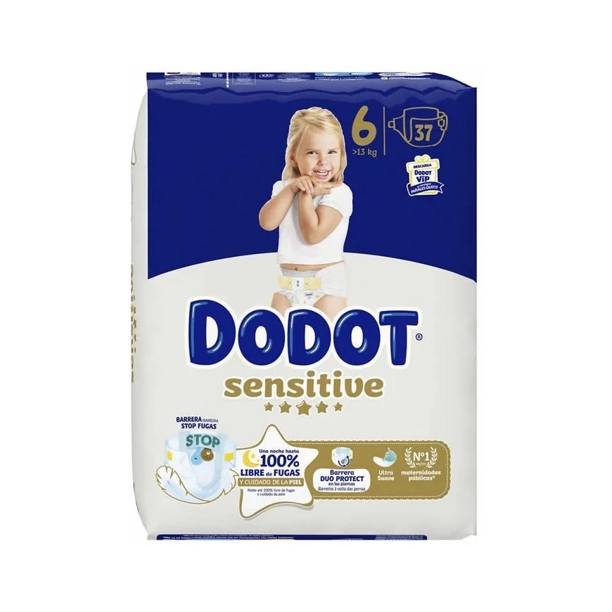 DODOT SENSITIVE izmērs 6 autiņi +13 kg 37 gabali – 2