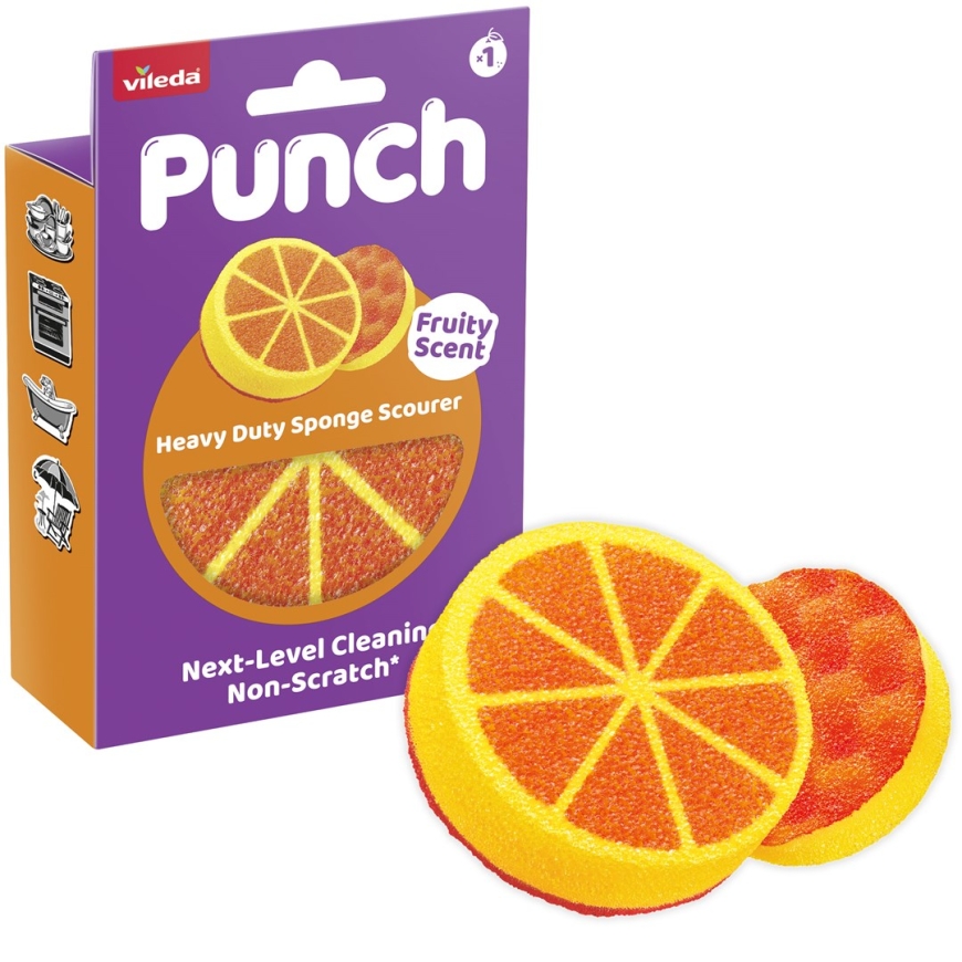Vileda Punch Strong Orange skrubēšanas spilventiņš, 1 gab.