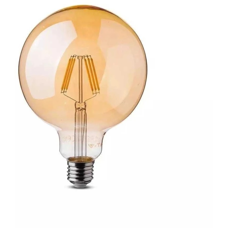 V-tac 6W LED filament bulb, G125, E27, amber glass, 2200K – 2