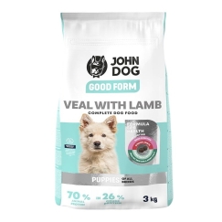 JOHN DOG Junior Good Form Vasikkaa ja lammasta - kuiva koiranruoka - 3kg