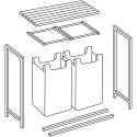 Massido Laundry Basket with Frame, Double Compartment, 80 Liters, Large Capacity, for Sorting Light and Dark Laundry, Industrial