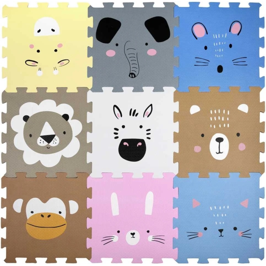 Humbi Educational Foam Puzzle for Kids with Animals, 120x120 cm