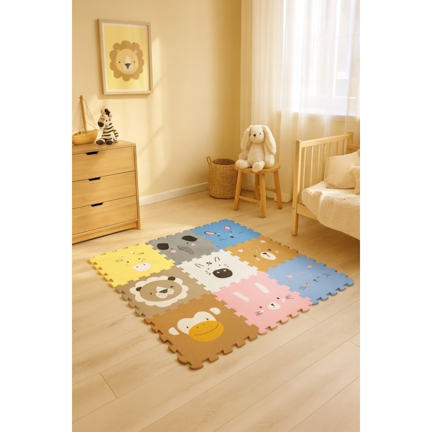 Humbi Educational Foam Puzzle for Kids with Animals, 120x120 cm – 3
