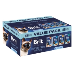 BRIT Premium by Nature Нежные филе в соусе Упаковка - влажный корм для кошек - 48x85г