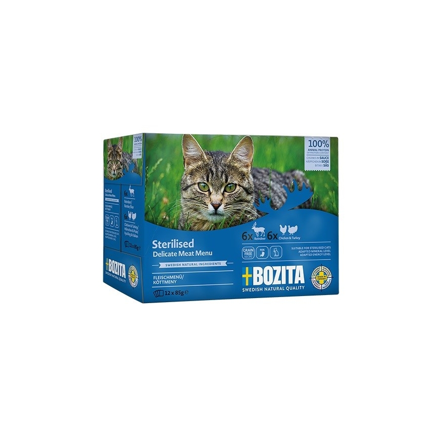 BOZITA Sterilised Meat - märkäruoka kissalle - 12x85g