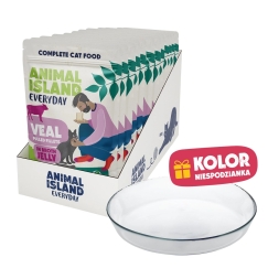 ANIMAL ISLAND Katru dienu teļa gaļa želejas buljonā 12x85g kaste - mitrā kaķu barība + bezmaksas plate