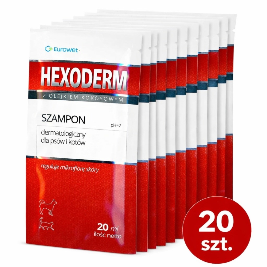 EUROWET Hexoderm - šampoon koertele ja kassidele - 20x20ml