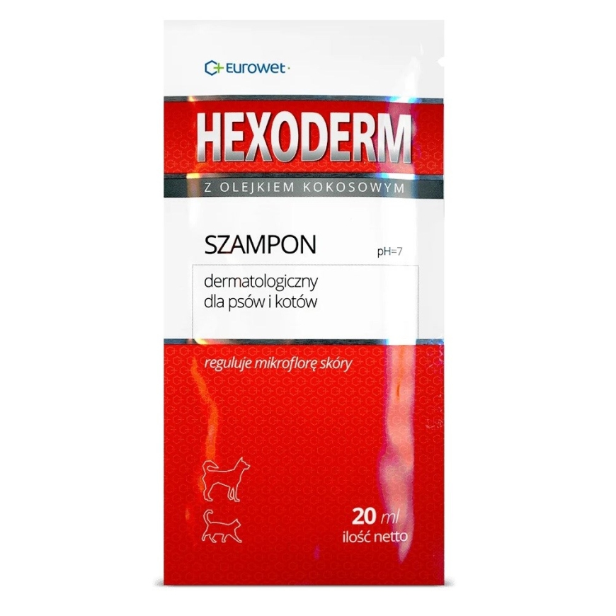 EUROWET Hexoderm - šampoon koertele ja kassidele - 20x20ml – 2