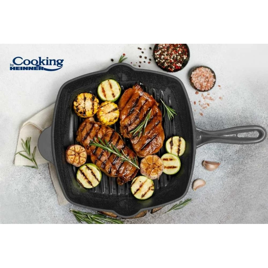 EMALIATED GRILLING PLATE 26.5 X 4.5 CM, MARBLE GRAY, "COOKING BY HEINNER" – 5
