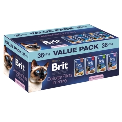 BRIT Premium by Nature Herkkufileet kastikkeessa Steriloitu laatikko - märkä kissanruoka - 36x85g