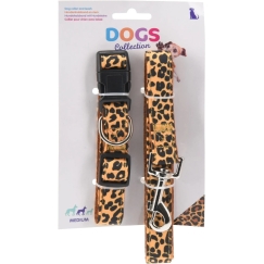 Mondex LEOPARD DOG COLLAR WITH LEASH