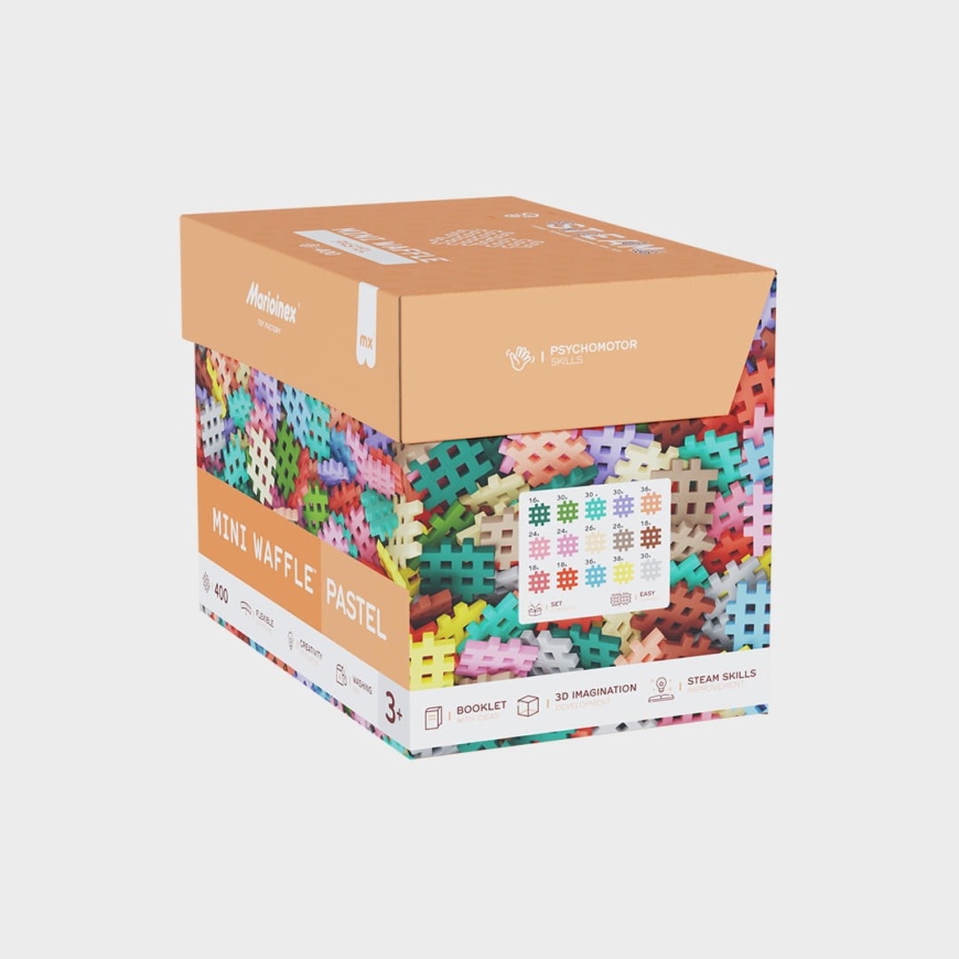 Marioinex Mini Waffle celtniecības bloki, 400 gabali pasteļtoņos – 4