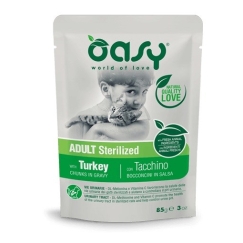 Кусочки OASY в соусе с стерилизованной индейкой - влажный корм для кошек - 85 г