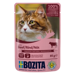 BOZITA Lihapalaset hyytelössä naudanliha – märkä kissanruoka – 85 g