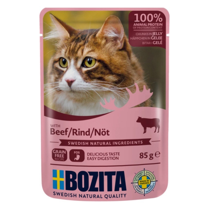 BOZITA Liha tükkide želees veiseliha – märg kassitoit – 85g