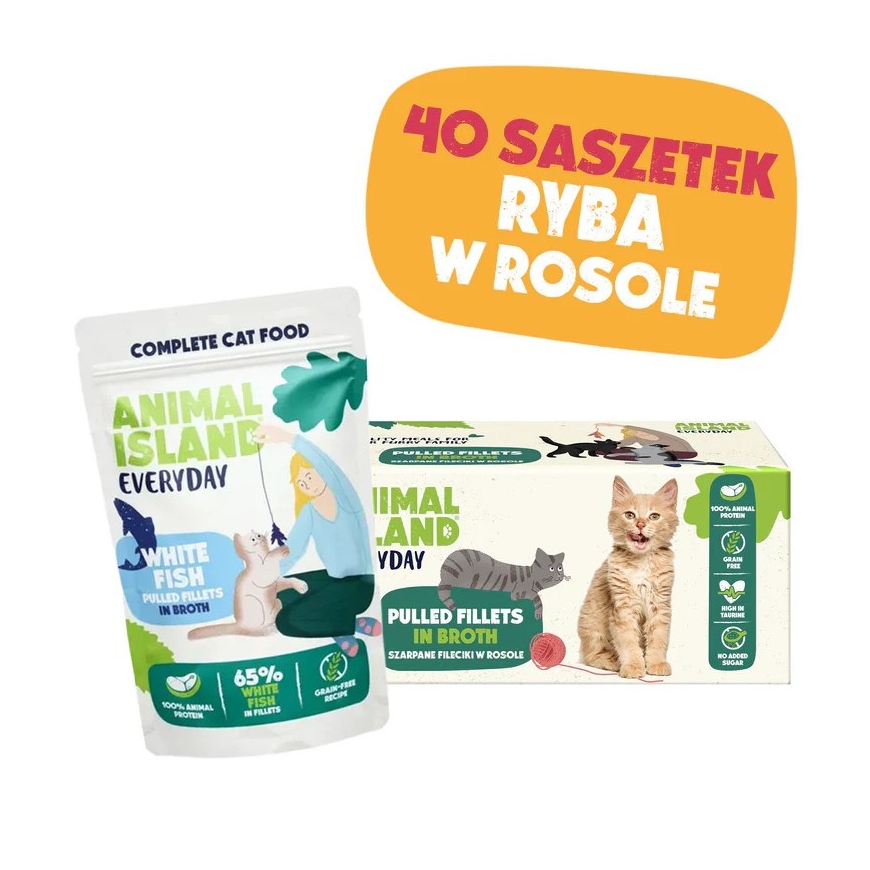 ANIMAL ISLAND White fish in broth - wet cat food - 40x85g
