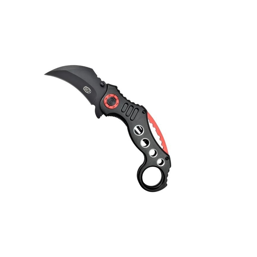 SCK plieno nagu peilis Karambit K29, juodas ir raudonas
