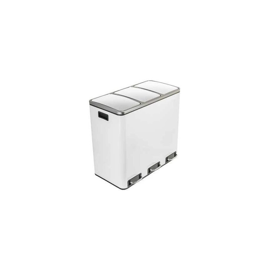 Spacetronik Three Compartment Metal Trash Bin, White