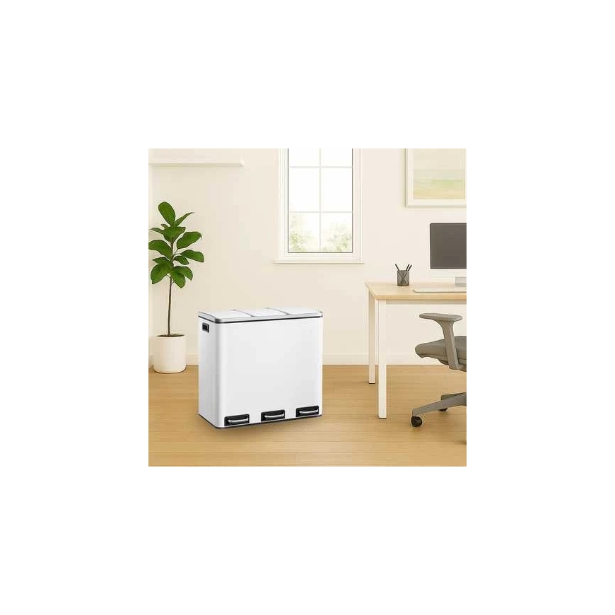 Spacetronik Three Compartment Metal Trash Bin, White – 2