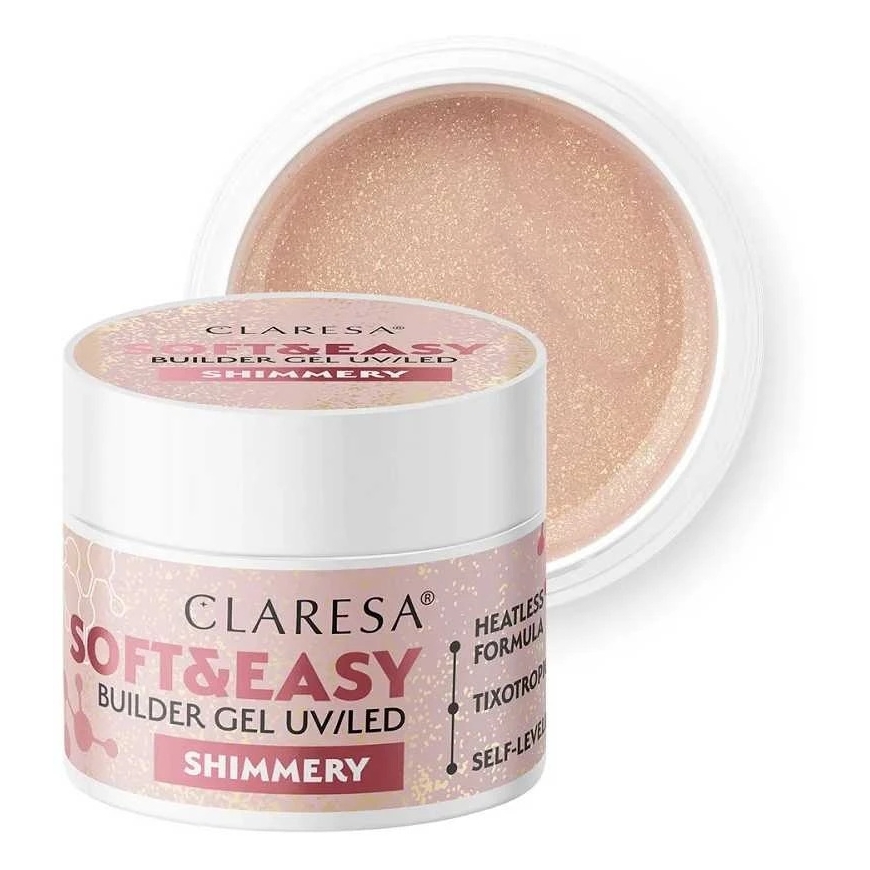 CLARESA Soft&Easy Builder Shimmery nagų formavimo gelis 12 g – 2