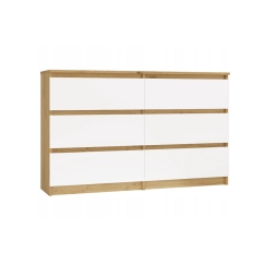 M6 MALWA CHEST OF DRAWERS 120 CM 6 DRAWERS OAK ARTISAN/WHITE