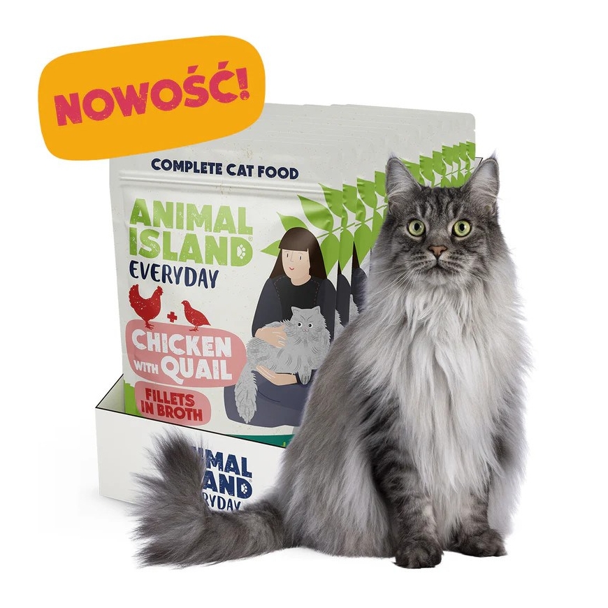 ANIMAL ISLAND Chicken with Quail Fillets in Broth - Wet Cat Food - 12x85g – 2